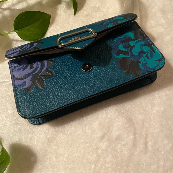 *SOLD* COACH Morgan Crossbody Turquoise with Jumbo Floral Print - Picture 8 of 14
